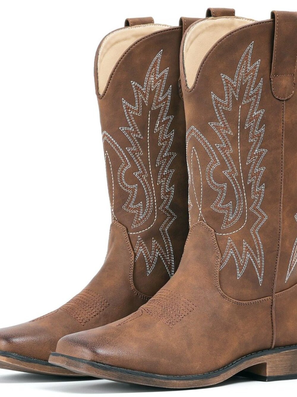 Cowboy Boots For Women Square Toe Wide Western Mid Calf Cowgirl Boots